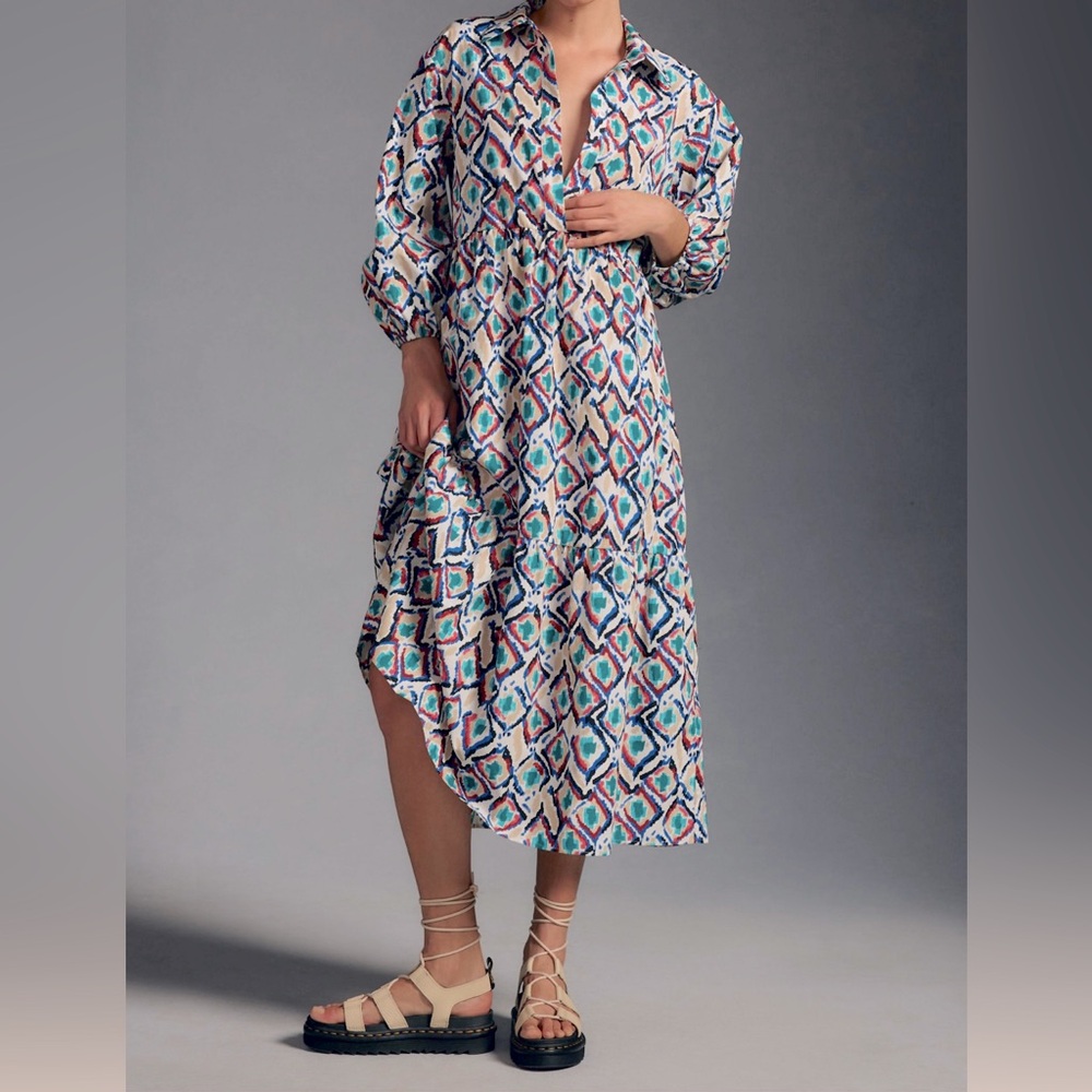 Maeve by Anthropologie Bettina Tiered Shirtdress- Small